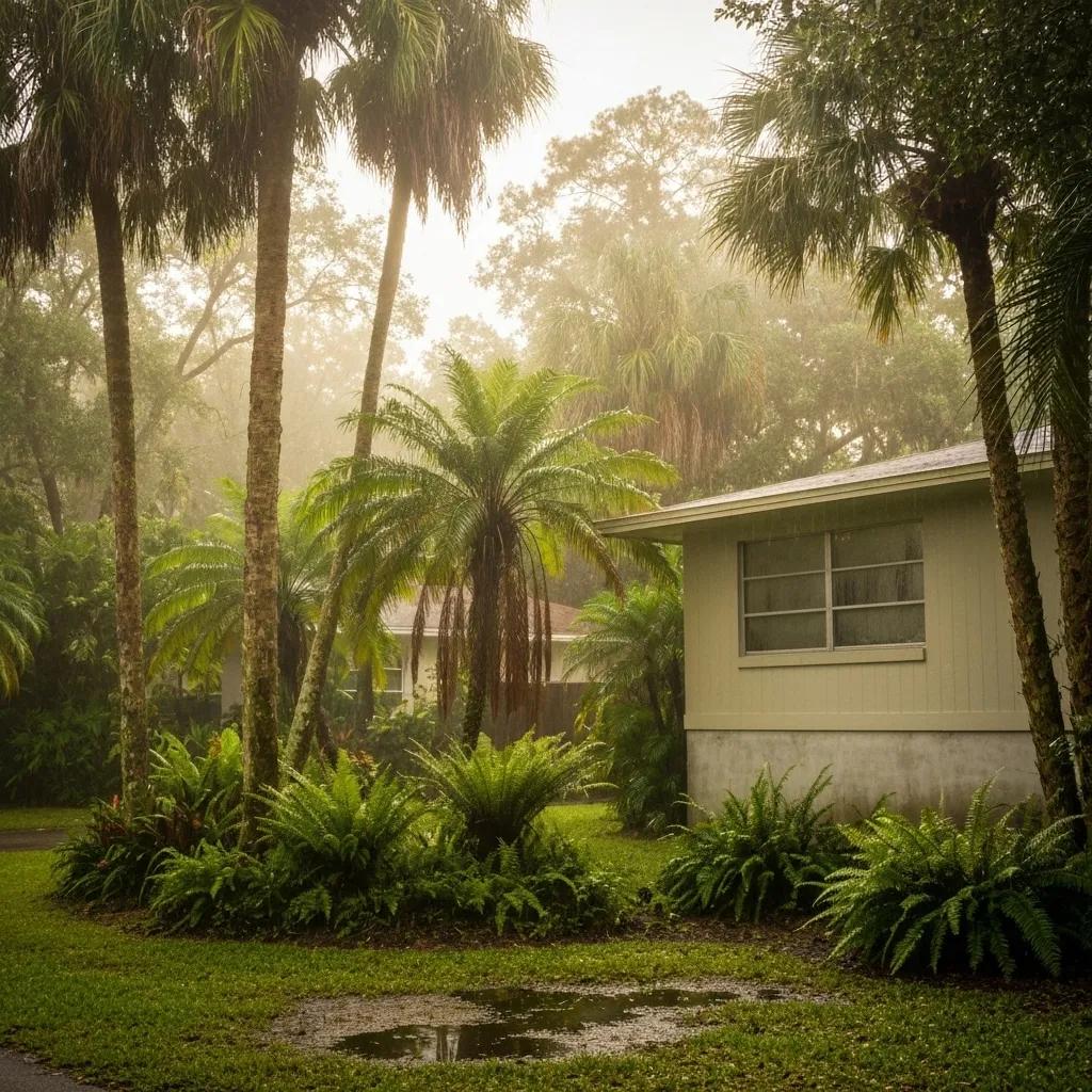 Lush Florida landscape illustrating humid conditions conducive to mold growth