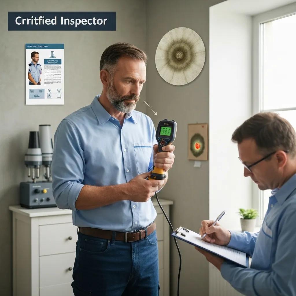 Certified inspector conducting a comprehensive mold inspection using advanced testing tools