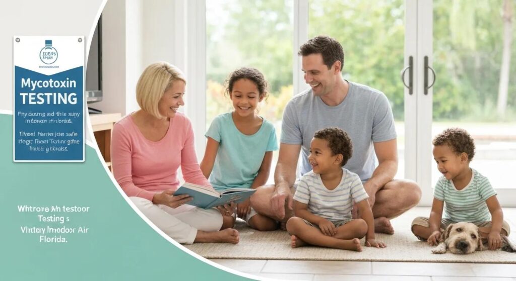 Family enjoying a healthy home environment in Florida, highlighting the importance of mycotoxin testing