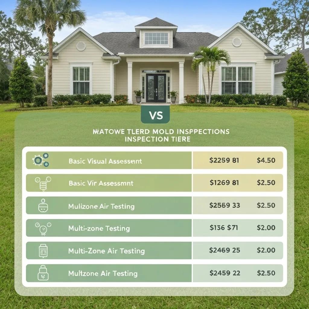 Visual representation of different budget mold inspection services and their associated costs