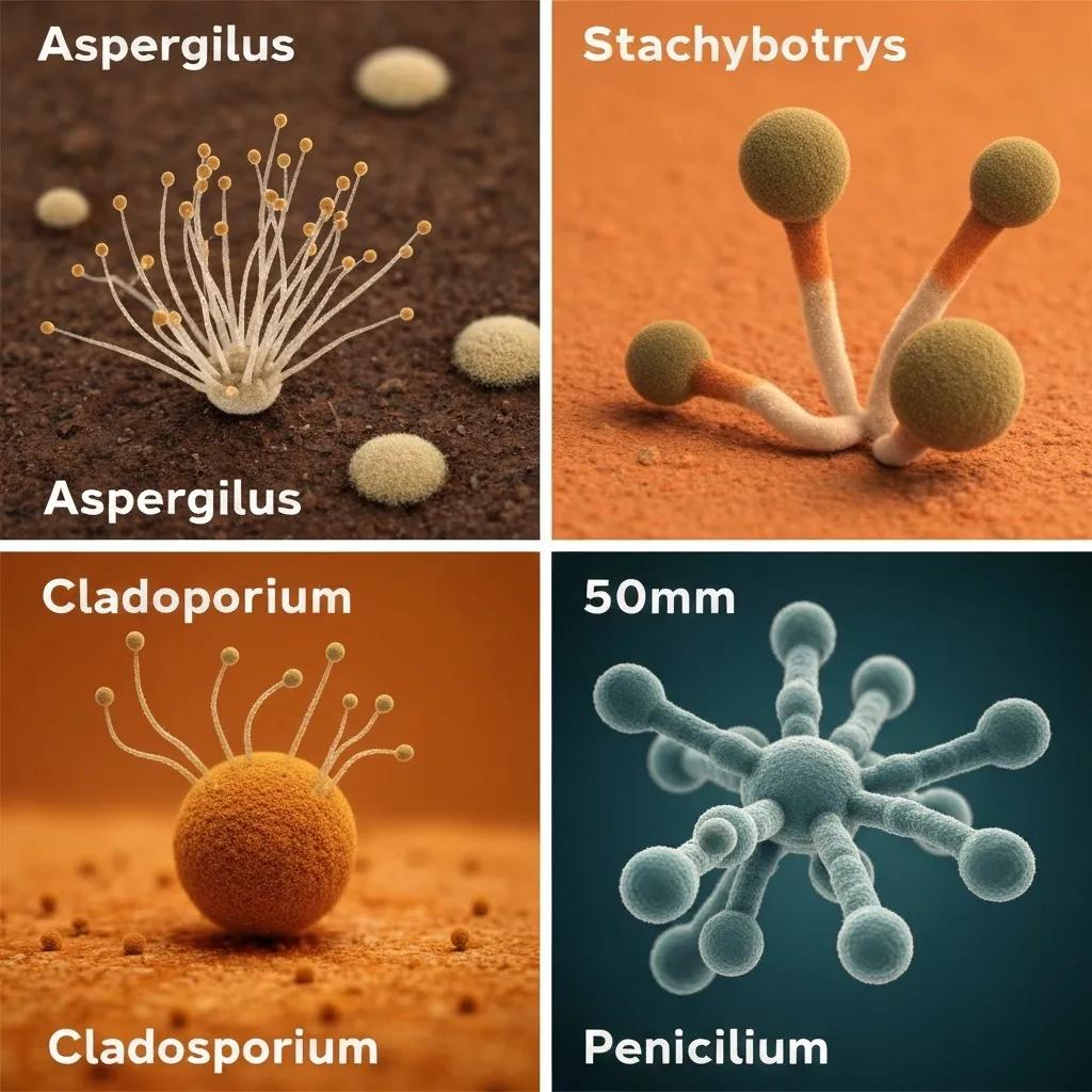 Visual representation of common mold types found in Florida homes, highlighting their characteristics