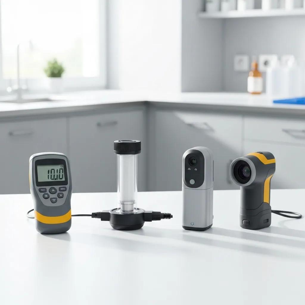 Mold inspection tools and equipment used by professionals for thorough assessments