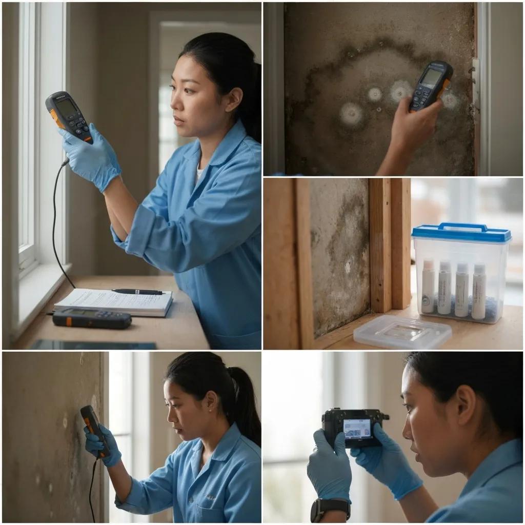Steps of a professional mold inspection process in a residential setting