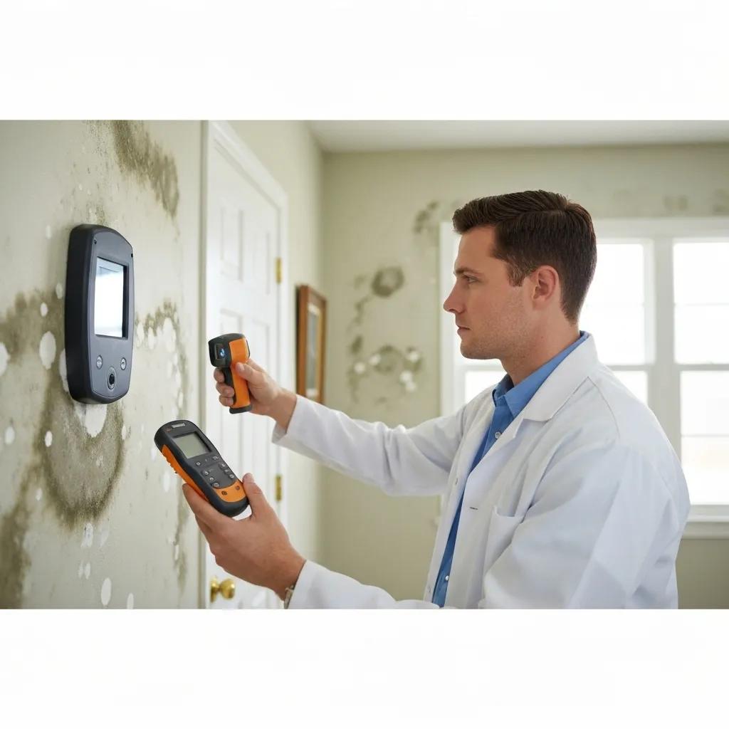 Professional mold inspector using advanced tools in a Florida home to assess mold presence
